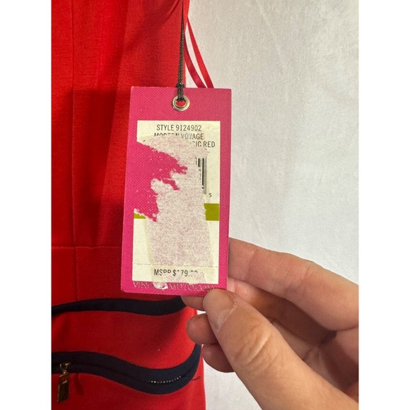 NEW VINCE CAMUTO Women's 14 Red Sleeveless Midi Sheath Dress Modern Voyage E5 - Picture 2 of 7